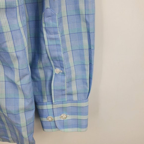 Bonobos Tailored Slim Fit Wrinkle Free Blue Plaid Button Down Shirt 16.5 - Picture 7 of 10